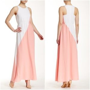 Shoshanna Maxi Dress White/Peach-Pink. Size 0
